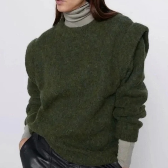 Zara Statement Shoulder Alpaca Wool Blend Oversized Sweater Size S - Picture 1 of 8